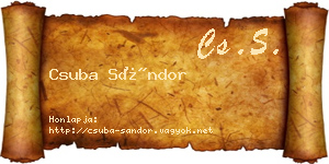 Csuba Sándor névjegykártya